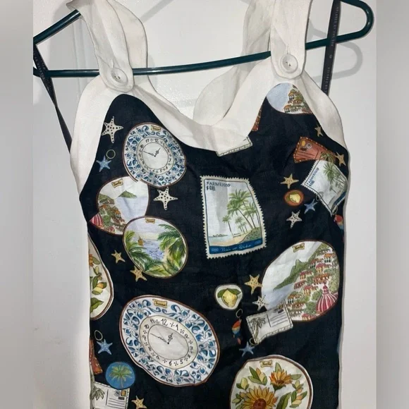 New! FARM RIO Souvenir Wave Midi Linen Dress 🧳☀️🌊 XS NWT! - Picture 10 of 16